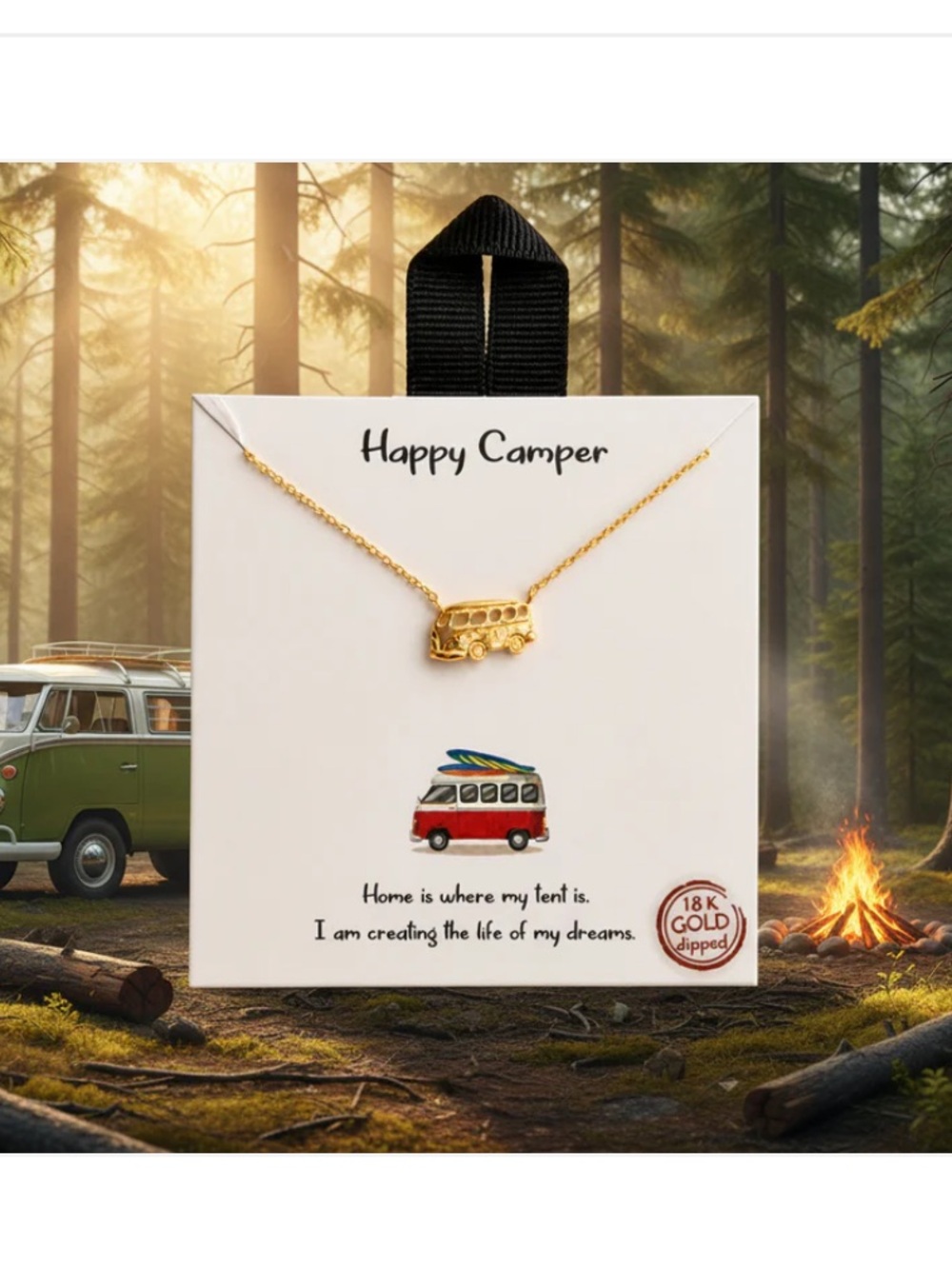 Happy Camper Van Necklace
